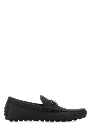 Black leather Driver loafers