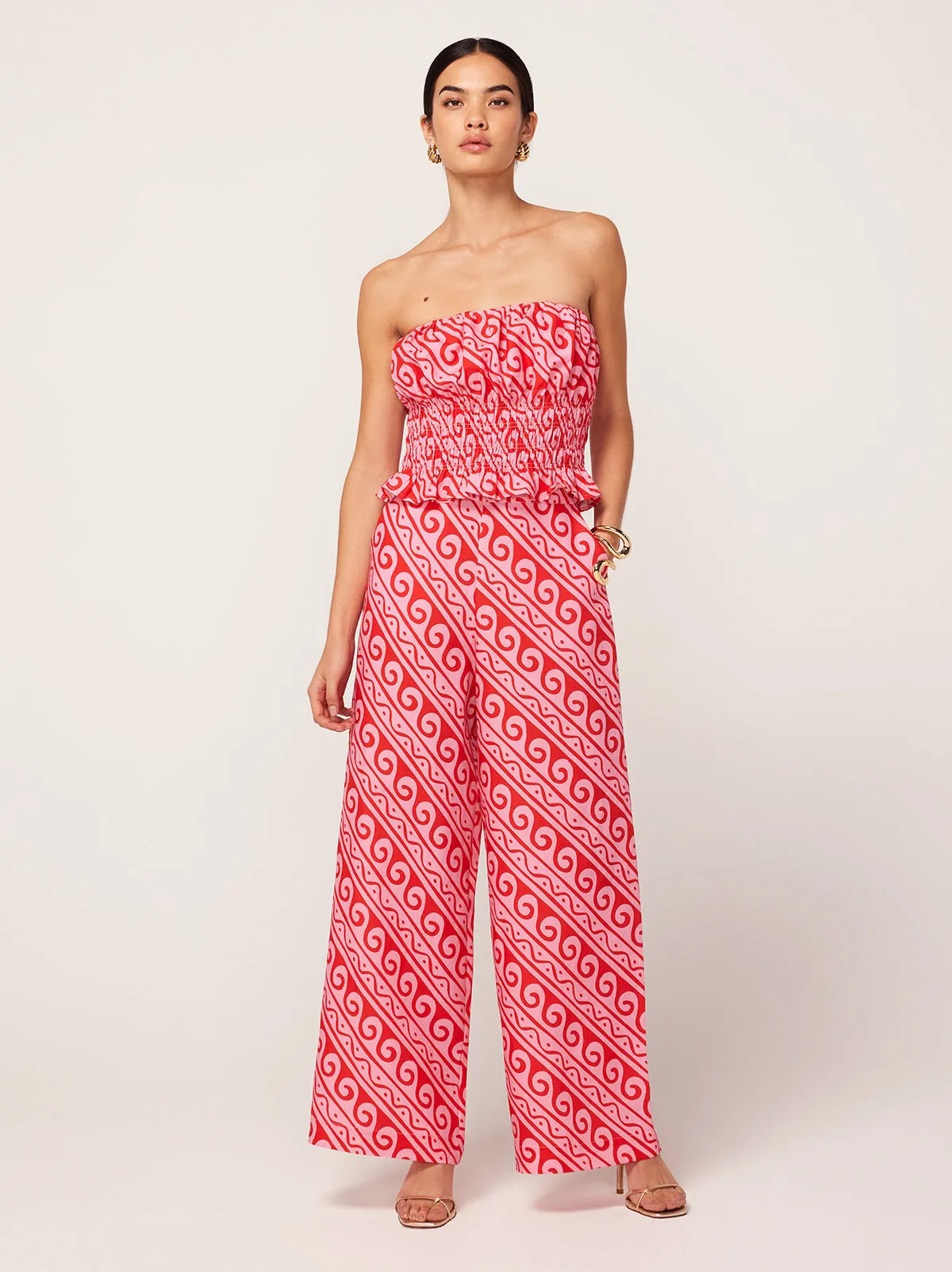 Cosima Pink Wave Print Trousers
