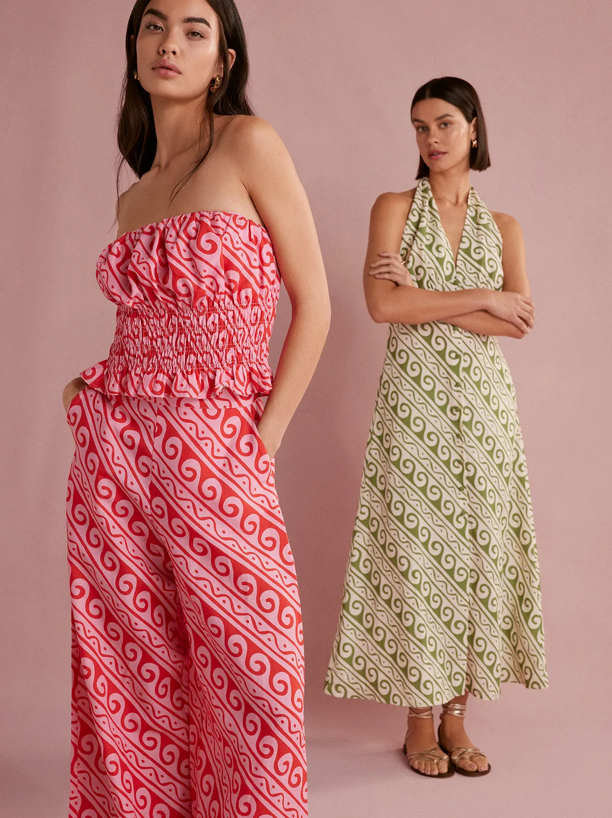 Cosima Pink Wave Print Trousers