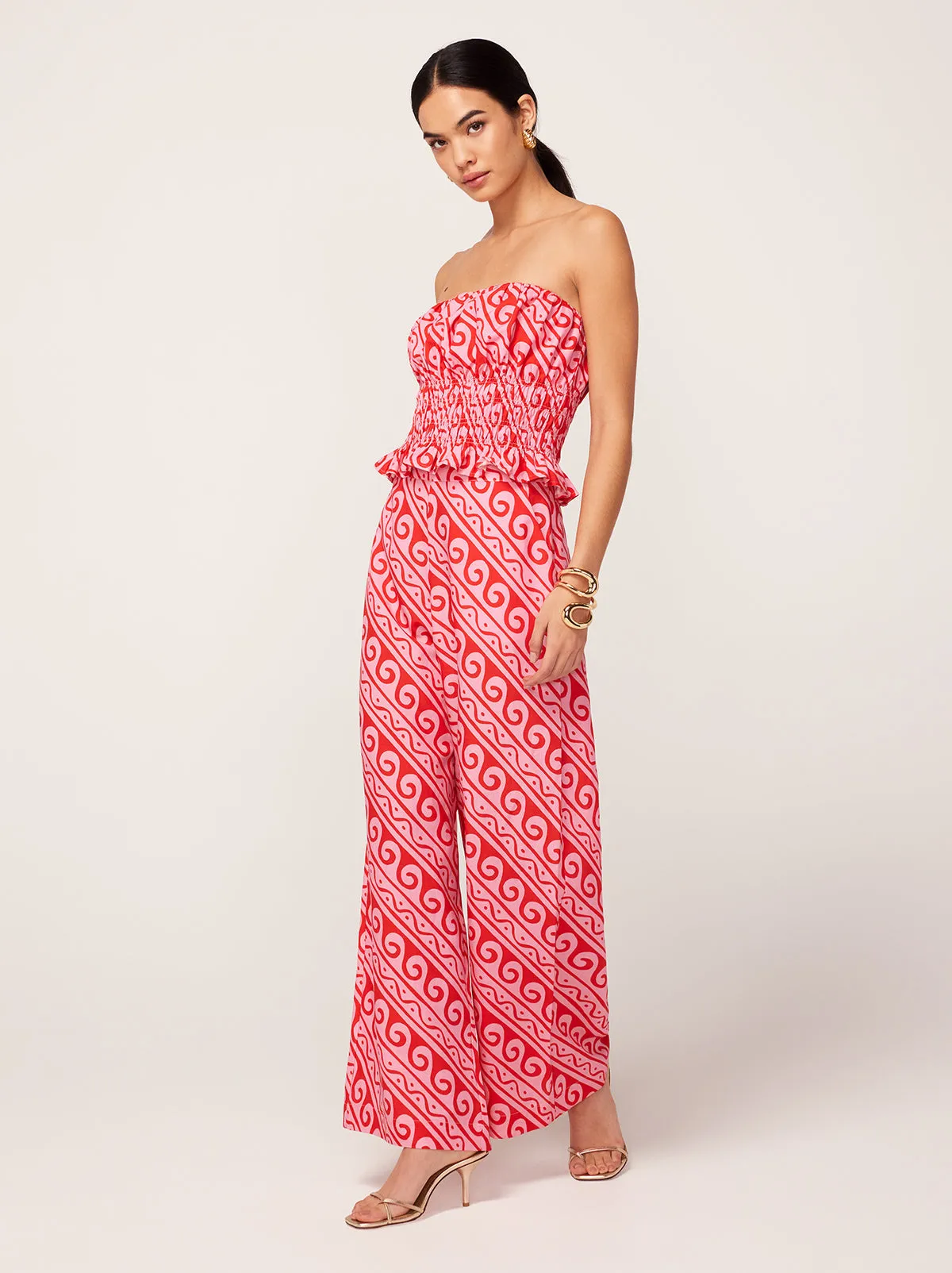 Cosima Pink Wave Print Trousers