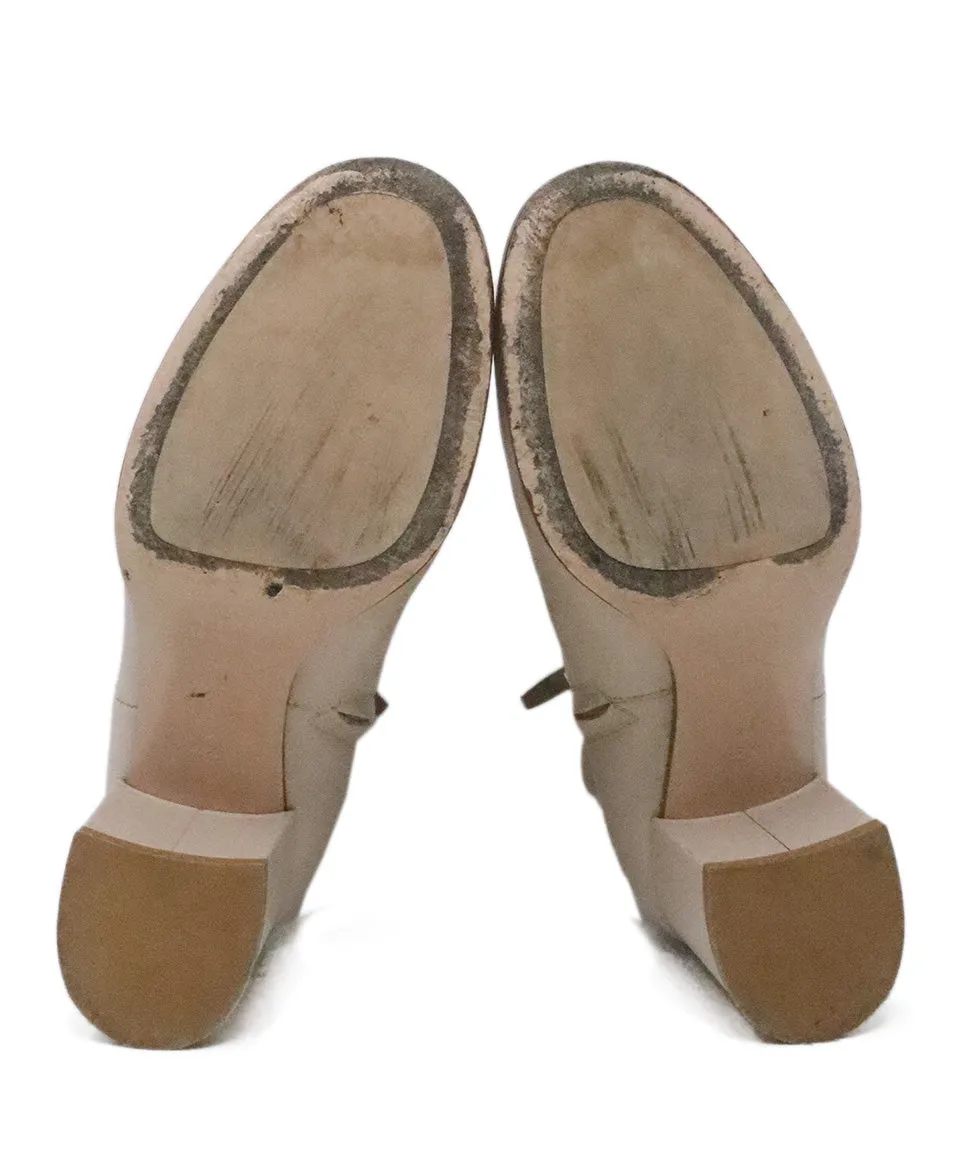 Gianvito Rossi Beige Leather Booties sz 7.5