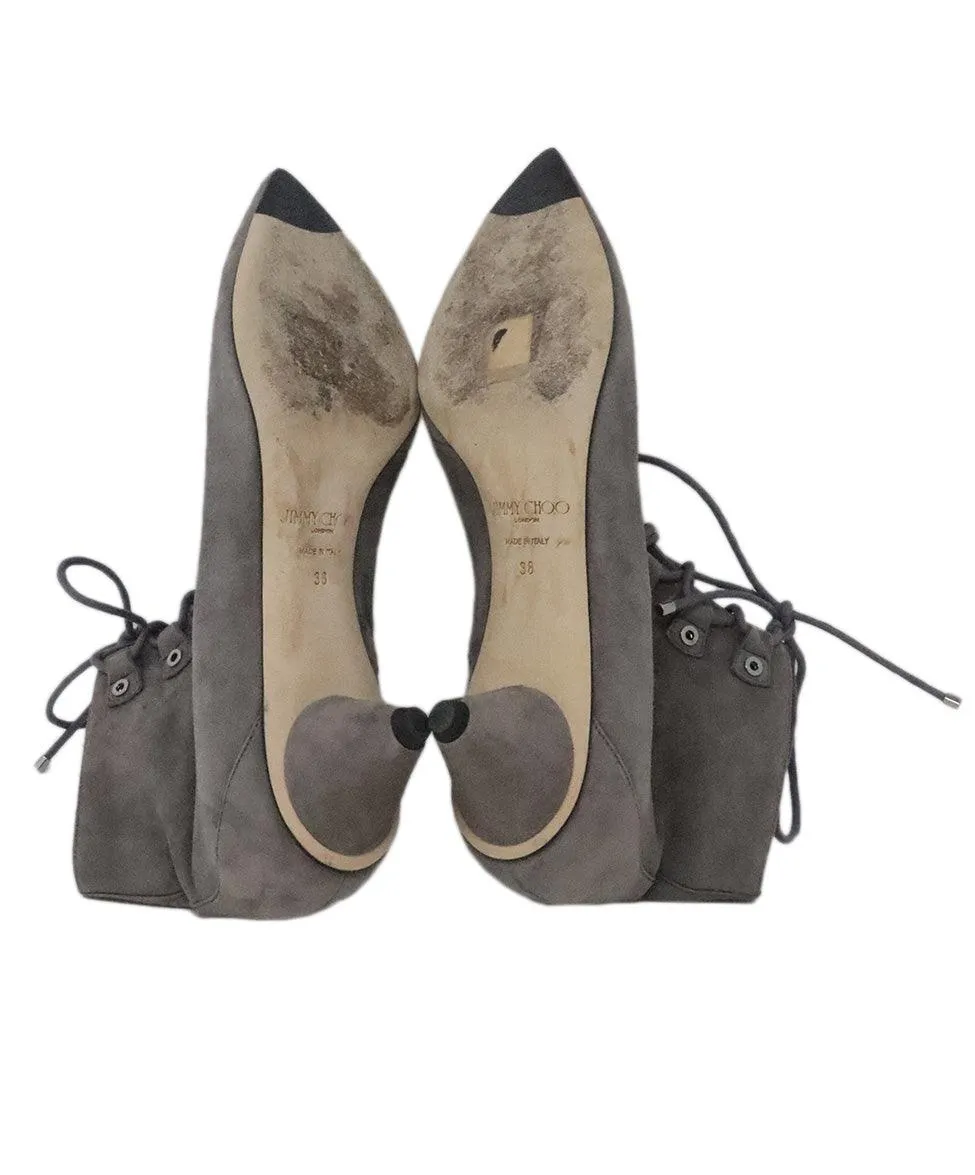 Jimmy Choo Grey Suede Lace Up Booties sz 8
