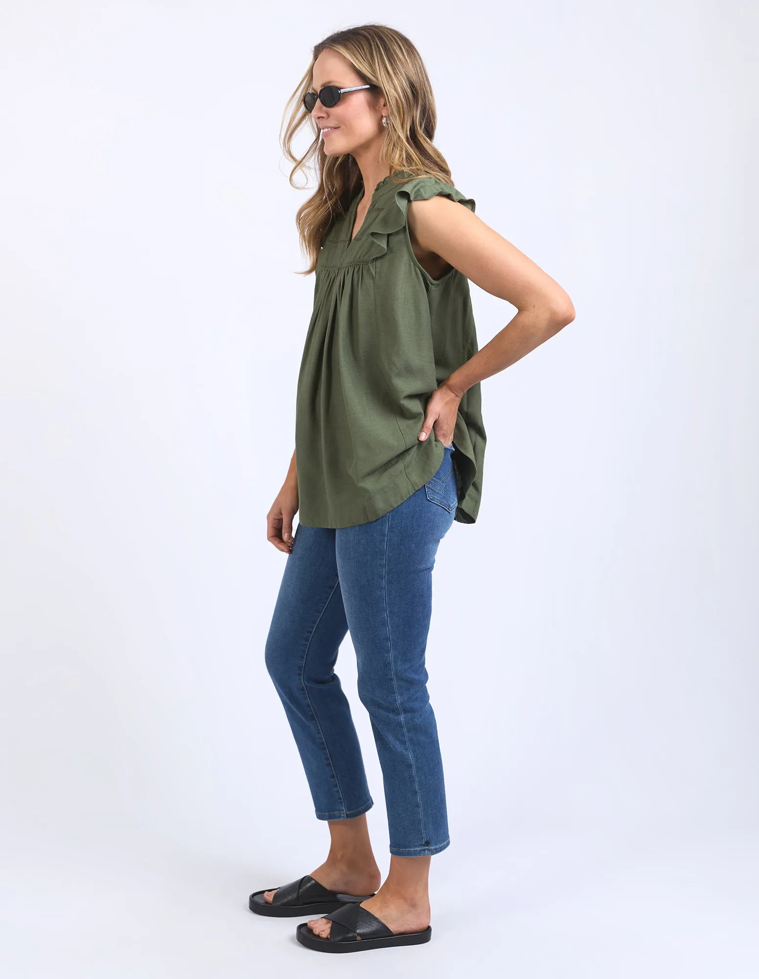 Market Lace Trim Blouse Clover