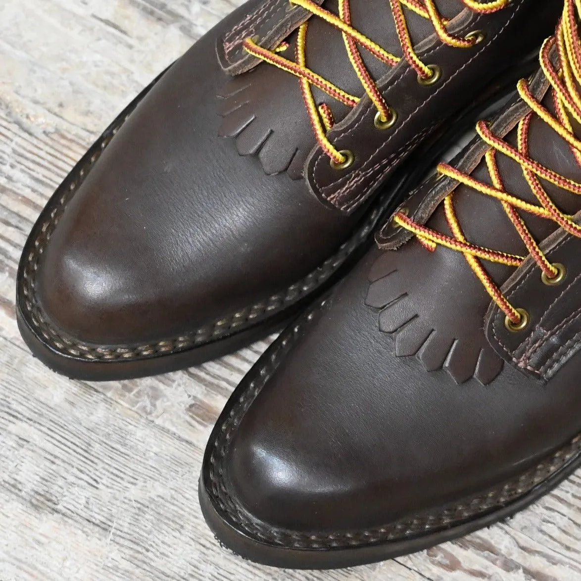 Nicks Leather Cowboy Packer Boot In Walnut