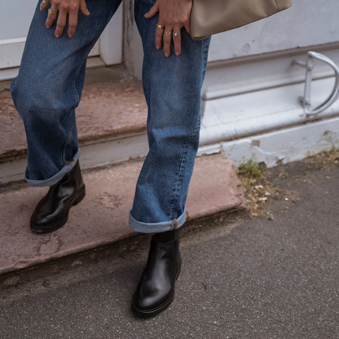 Thyra chelsea boot leather - BLACK