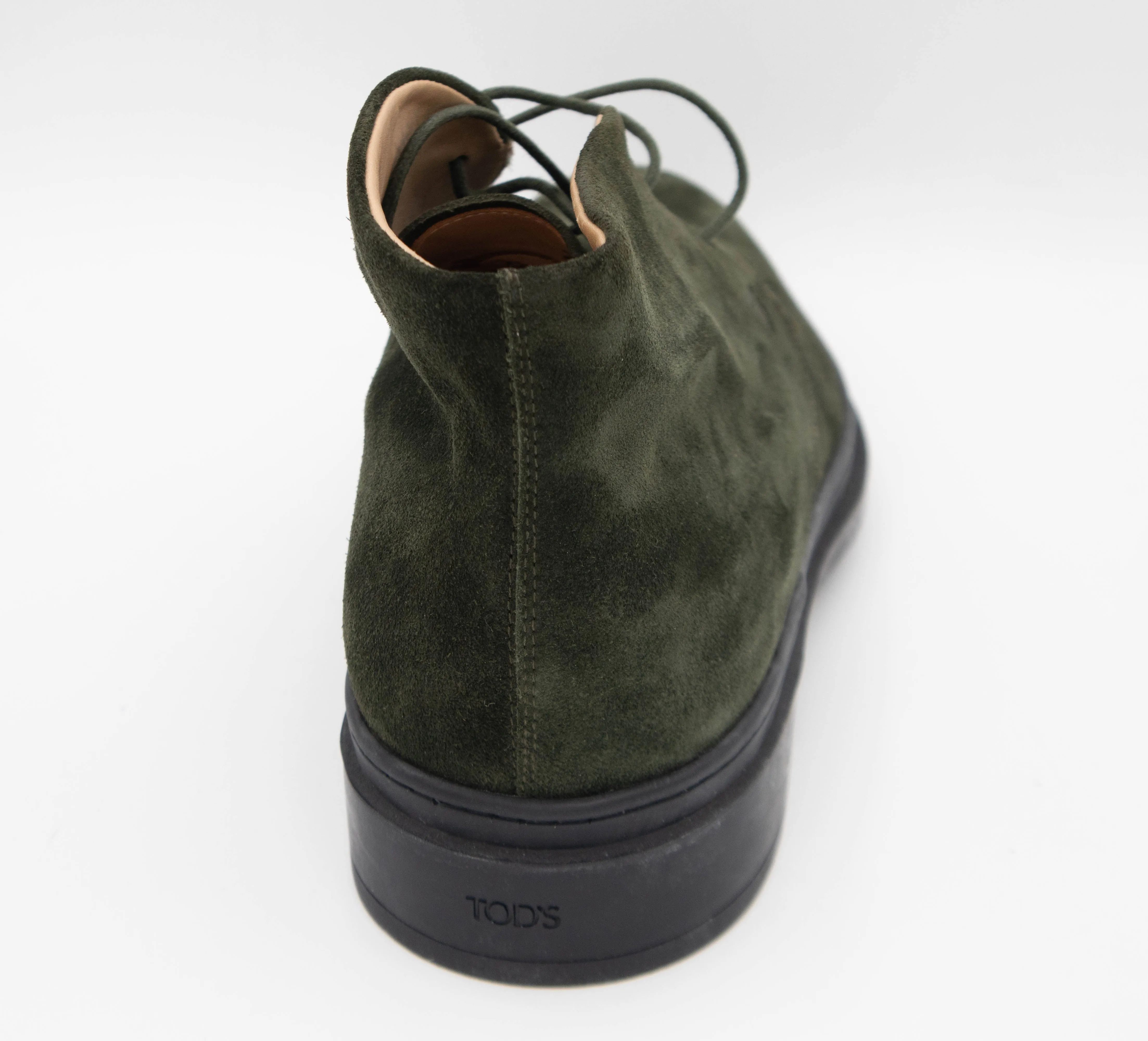 Tods Mens Suede Leather Ankle Boots in Dark Green