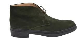 Tods Mens Suede Leather Ankle Boots in Dark Green
